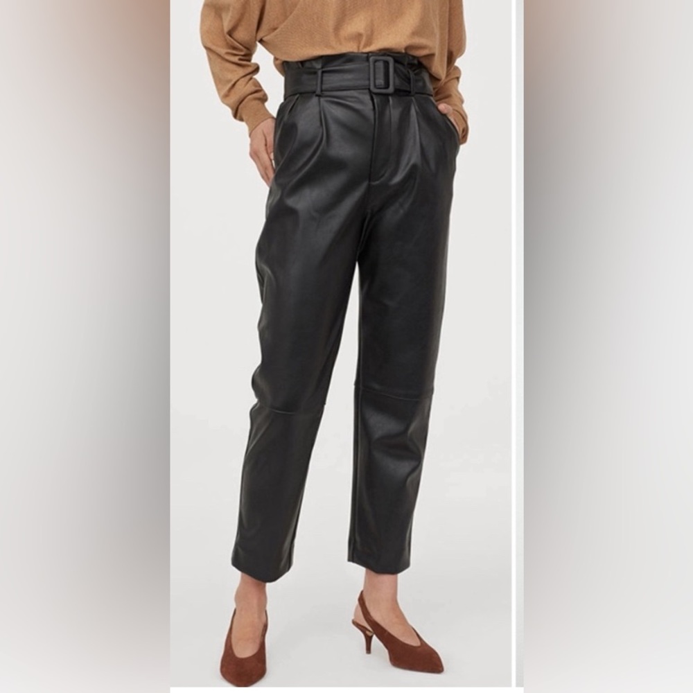 H&M faux leather paper bag pants